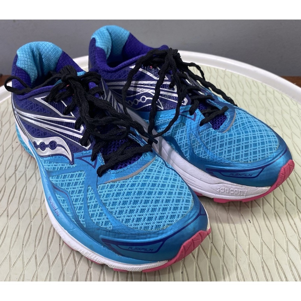 Saucony Everun Ride9 Womens Blue&Purple Running Sneakers 8mm Offset Sz.7